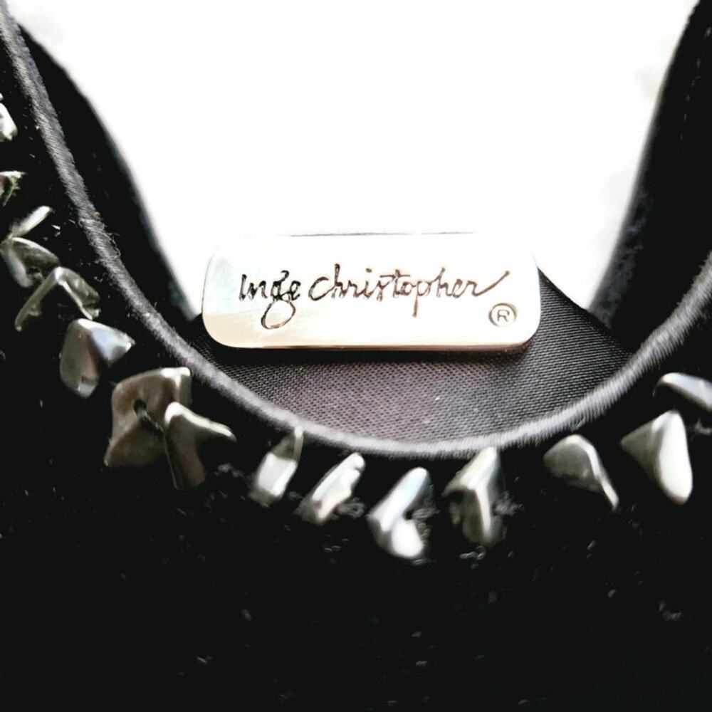 Inge Christopher Women's Mini Black Velour Tote - Picture 4 of 7